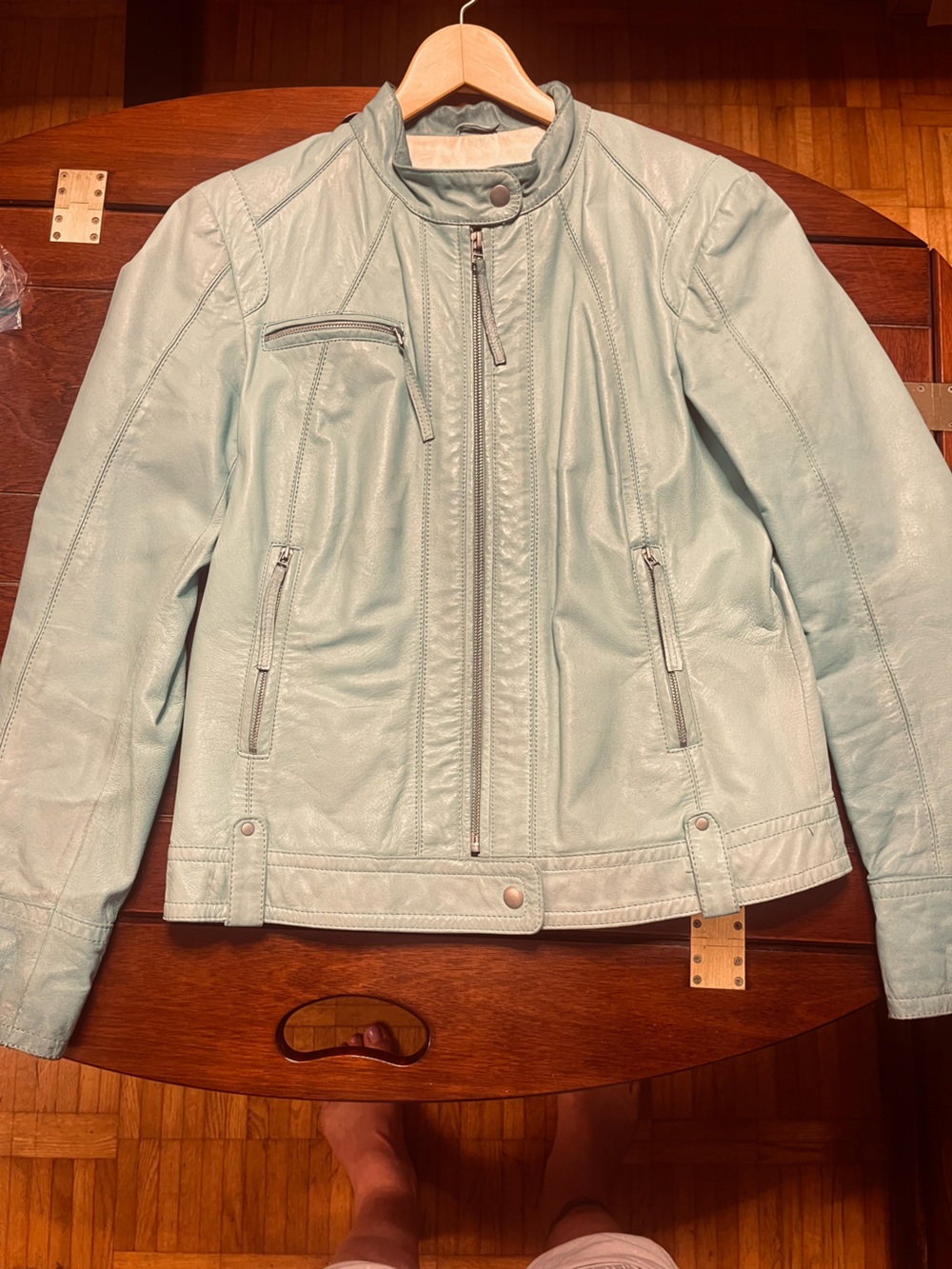 Women’s sea-foam green  Danier Leather Jacket